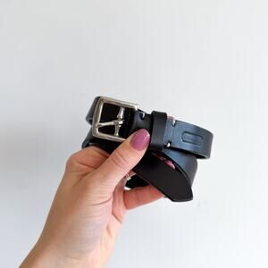 Coach Leather Classic Adjustable Square Buckle Belt Black L